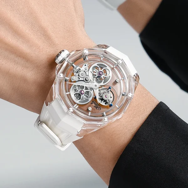 Haofa Luxury Tourbillon Full Sapphire Case Crystal Transparent Mechanical Watch for Men Manual Wristwatch 2388 - Image 5