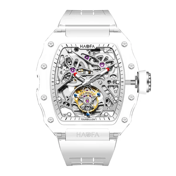 Haofa Full Crystal Transparent Tourbillon Watch Luxury Hollowing Automatic Mechanical Watch Waterproof Luminous Mens Watch 2201 - Image 6