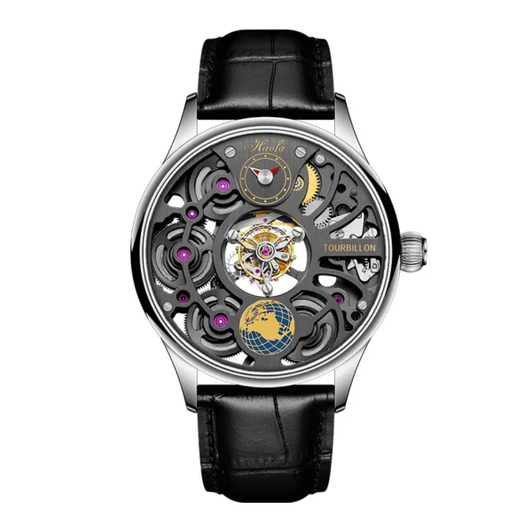 Haofa Mechanical watch Man Skeleton Tourbillon Hollow Multiple dimensions Rotating 316 Stainless Steel Sapphire Crystal 1037 - Image 2