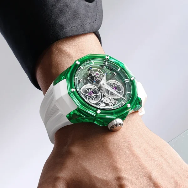 Haofa Luxury Tourbillon Full Sapphire Case Crystal Transparent Mechanical Watch for Men Manual Wristwatch 2388 - Image 6